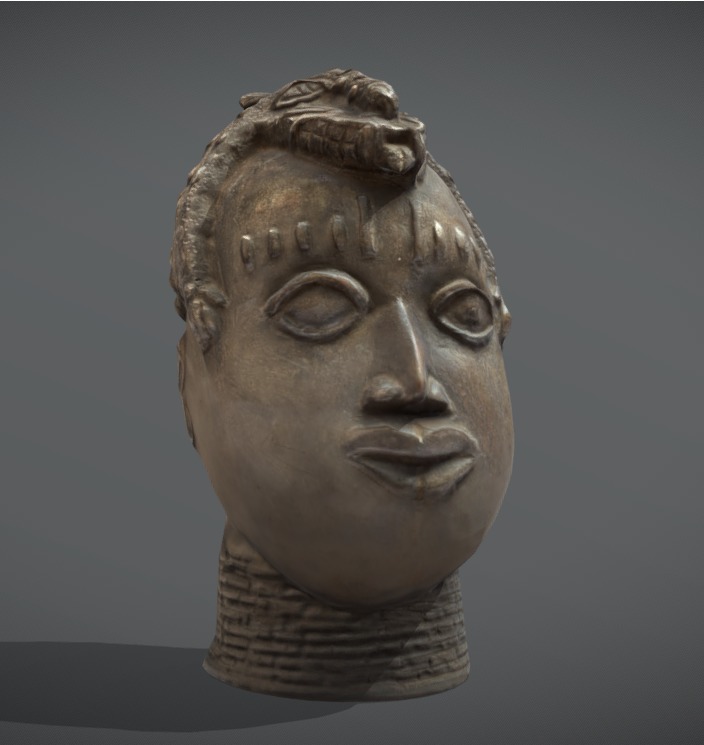 Benin Bronze Head Low-poly 3D model_5