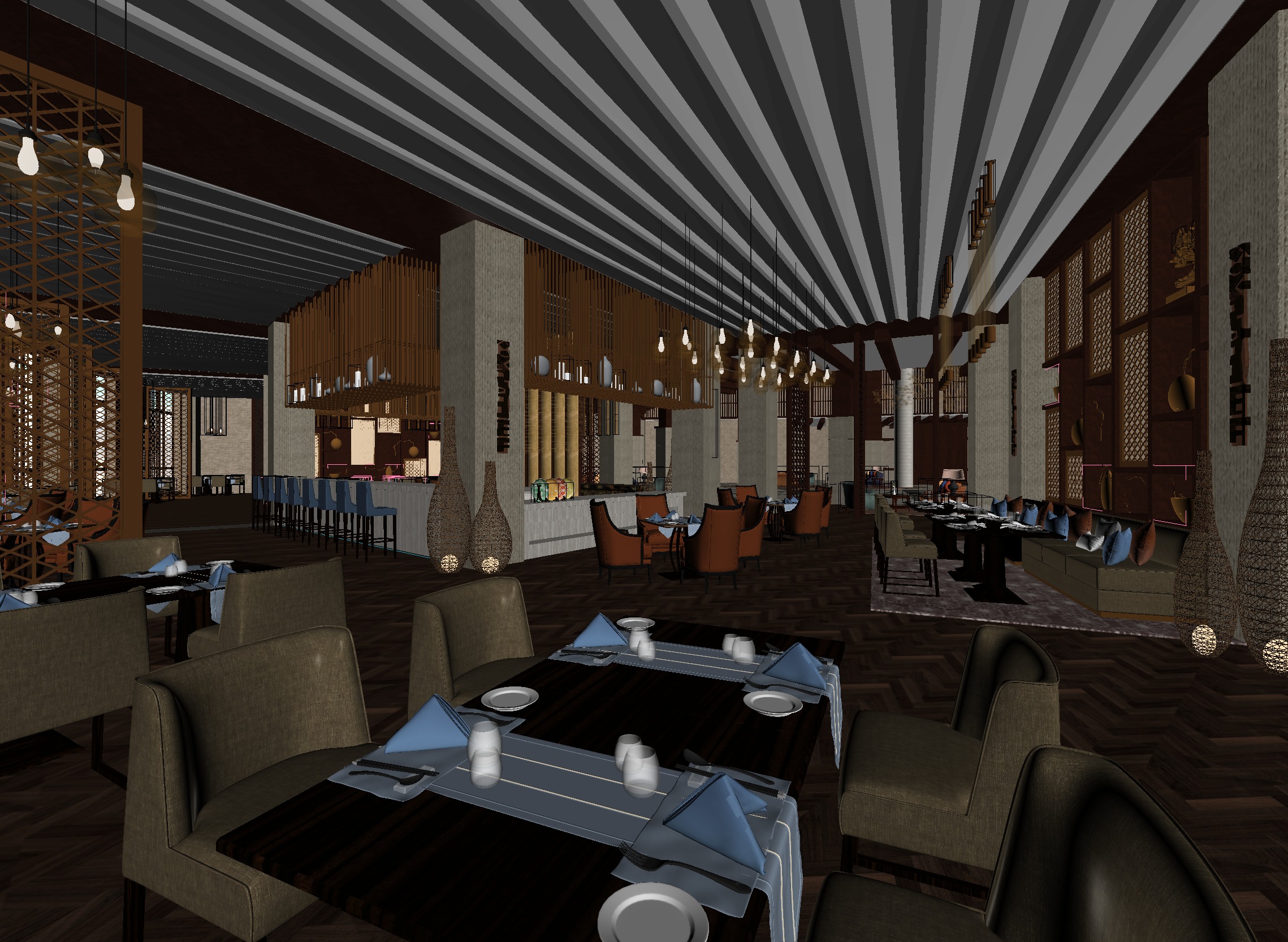 restaurant interior scenes 3D model_1