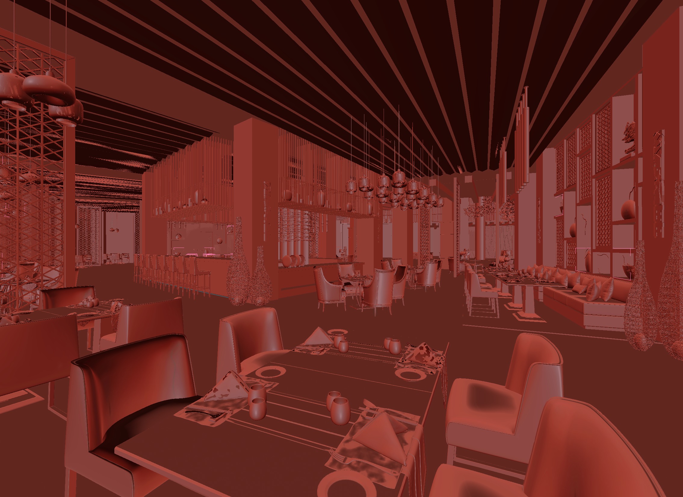 restaurant interior scenes 3D model_2
