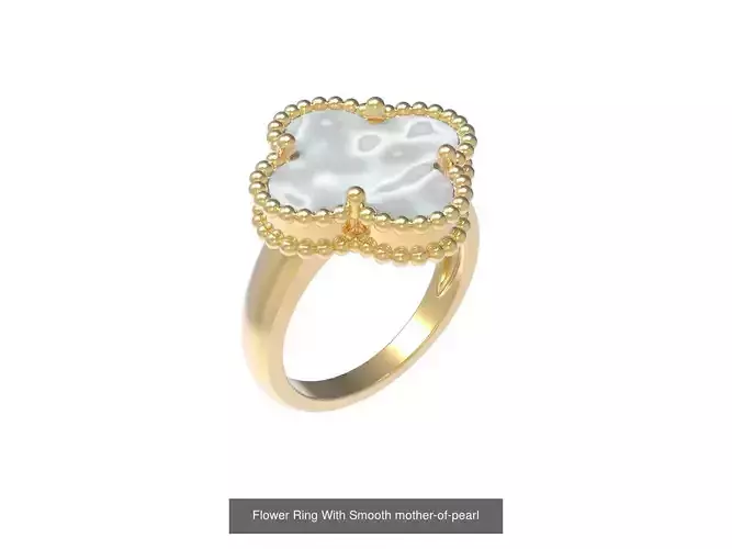 Flower Ring With Smooth mother-of-pearl