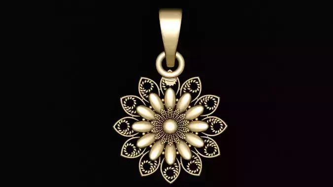 SIMPLE SUN FLOWER STYLE PENDANT 3D PRINTABLE MODEL 