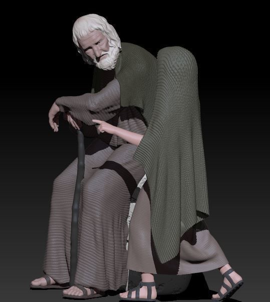 old man and child 3D print model_1