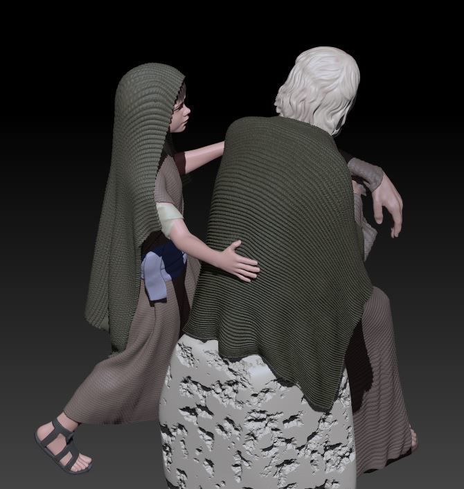 old man and child 3D print model_4