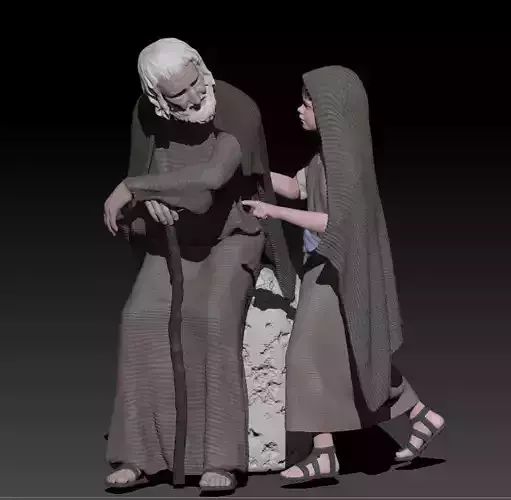 old man and child 3D print model