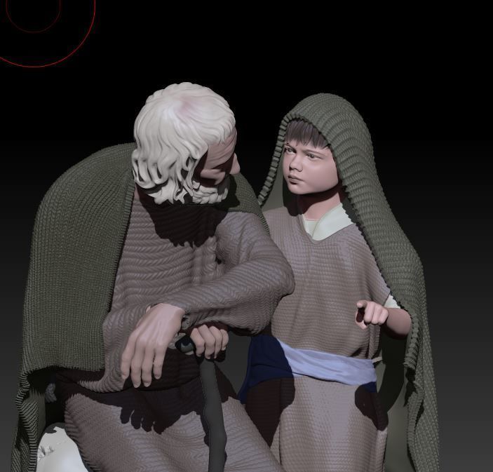 old man and child 3D print model_2