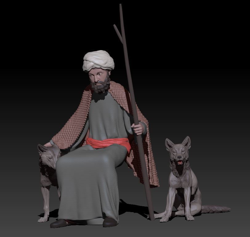 shepherd and dogs 3D print model_1