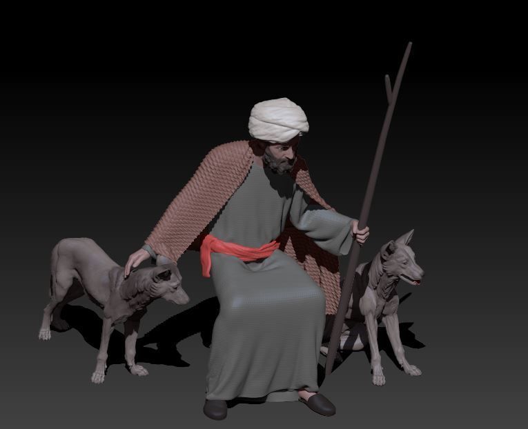 shepherd and dogs 3D print model_4
