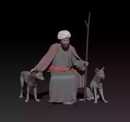 shepherd and dogs 3D print model shepherd and dogs 3D print model