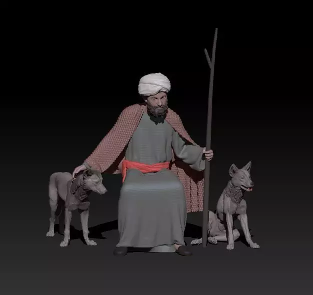 shepherd and dogs 3D print model_0