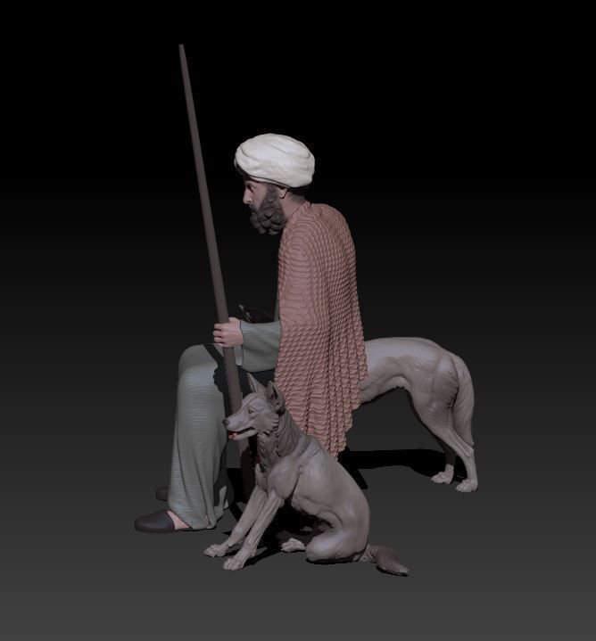shepherd and dogs 3D print model_2