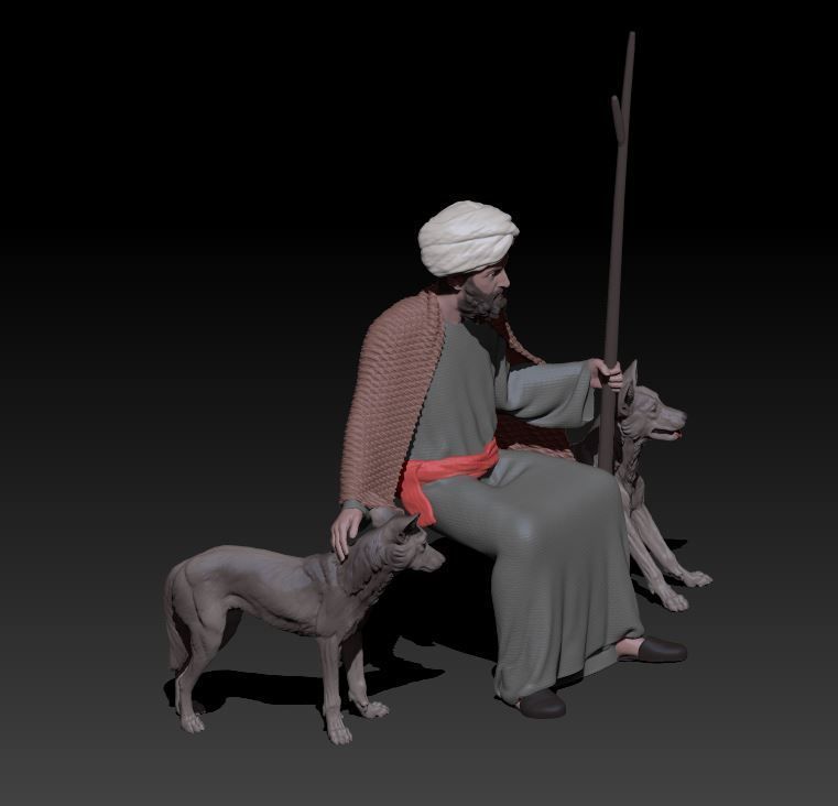 shepherd and dogs 3D print model_3