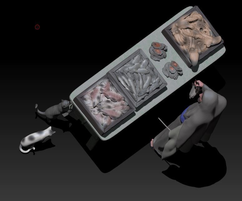 fish seller and cats 3D print model_4