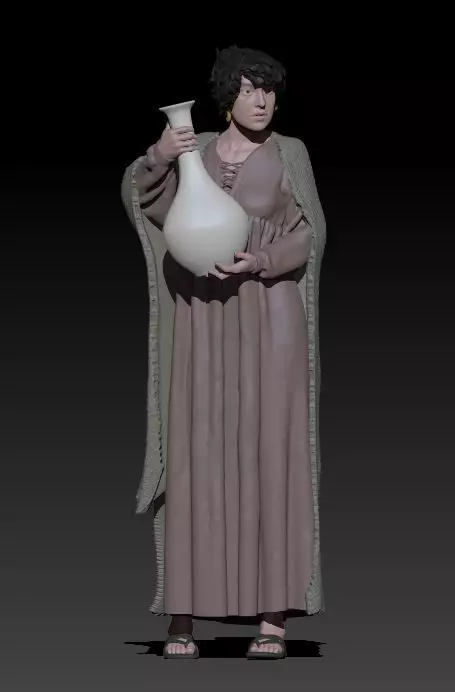 girl with water 3D print model_0