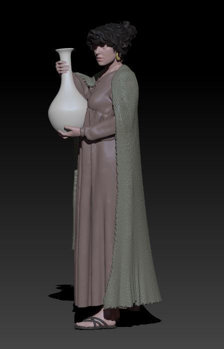 girl with water 3D print model_1