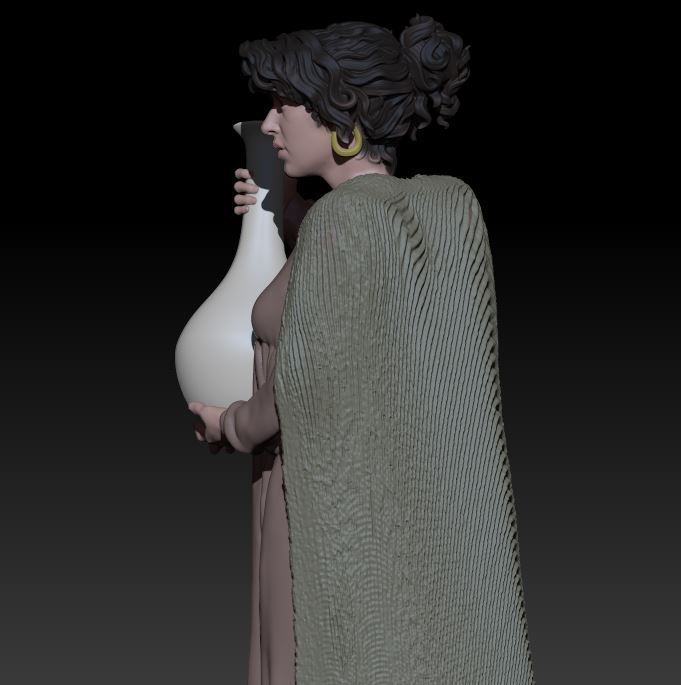 girl with water 3D print model_3