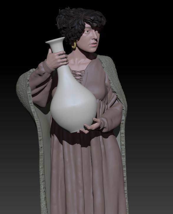 girl with water 3D print model_2