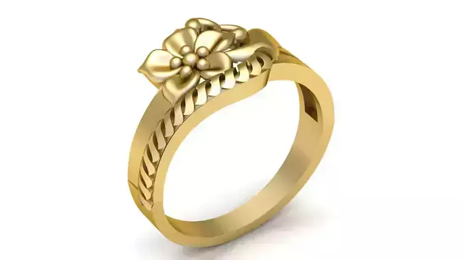 JASMINE FLOWER DESIGN GOLD RING  3D PRINABLE MDEL 