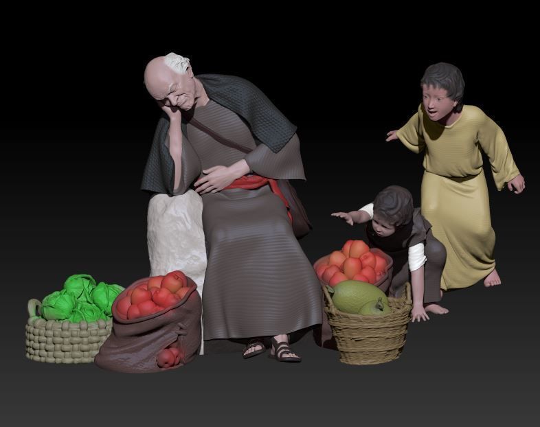 sleeping man and thieves 3D print model_1