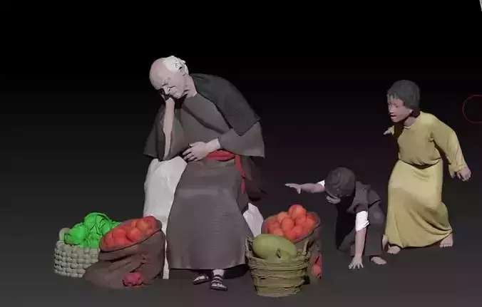 sleeping man and thieves 3D print model