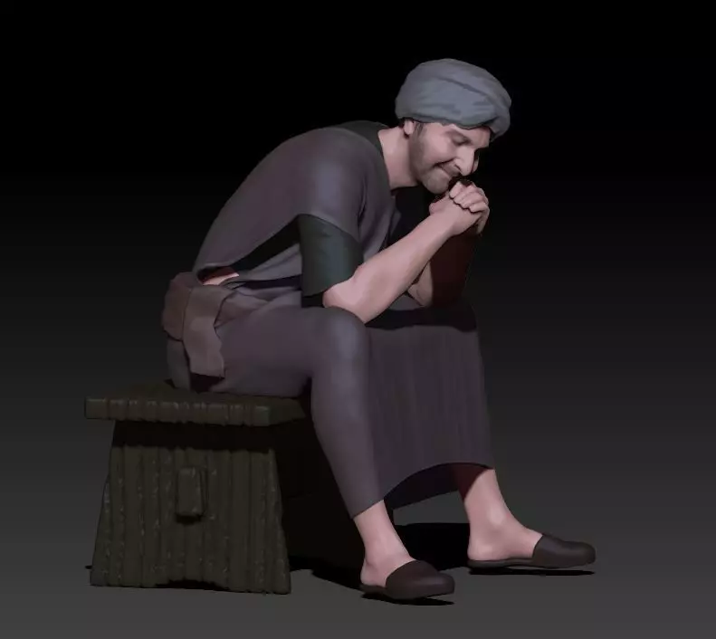 sitting man 3D print model_0