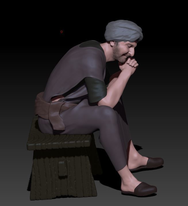sitting man 3D print model_2