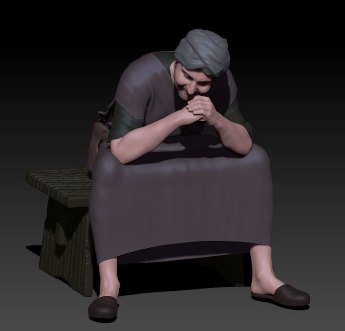 sitting man 3D print model_1