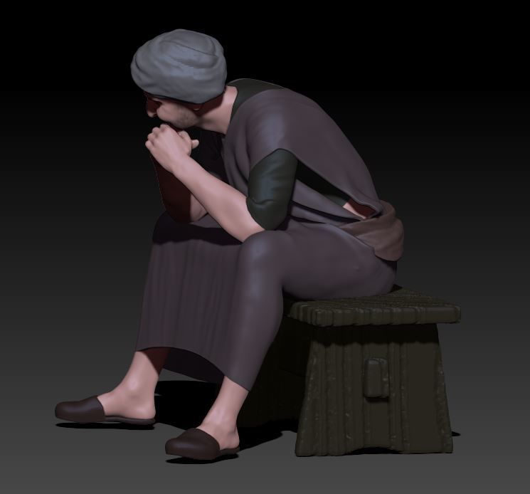 sitting man 3D print model_3