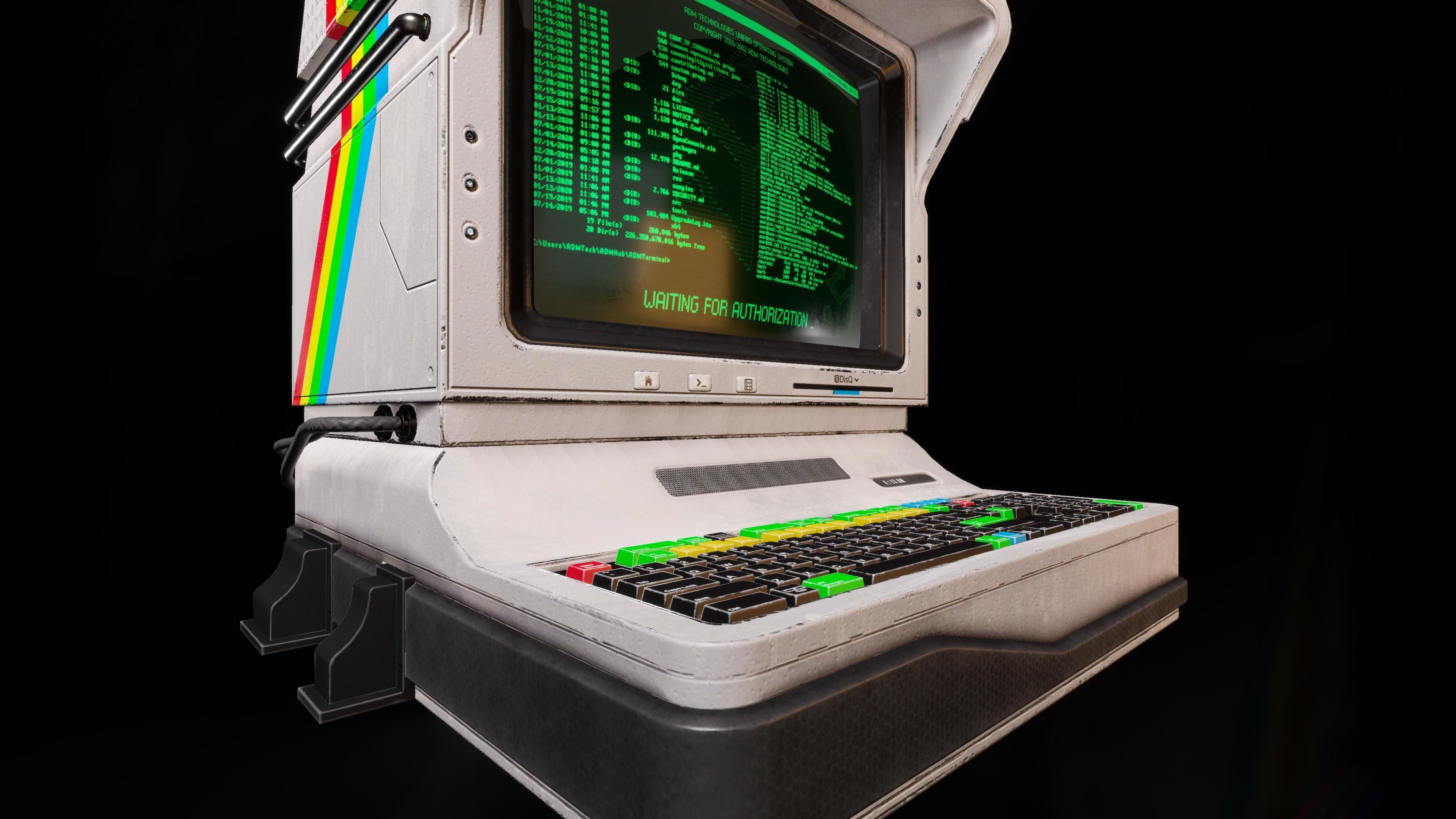 Computer Terminal PBR Low-poly 3D model_8