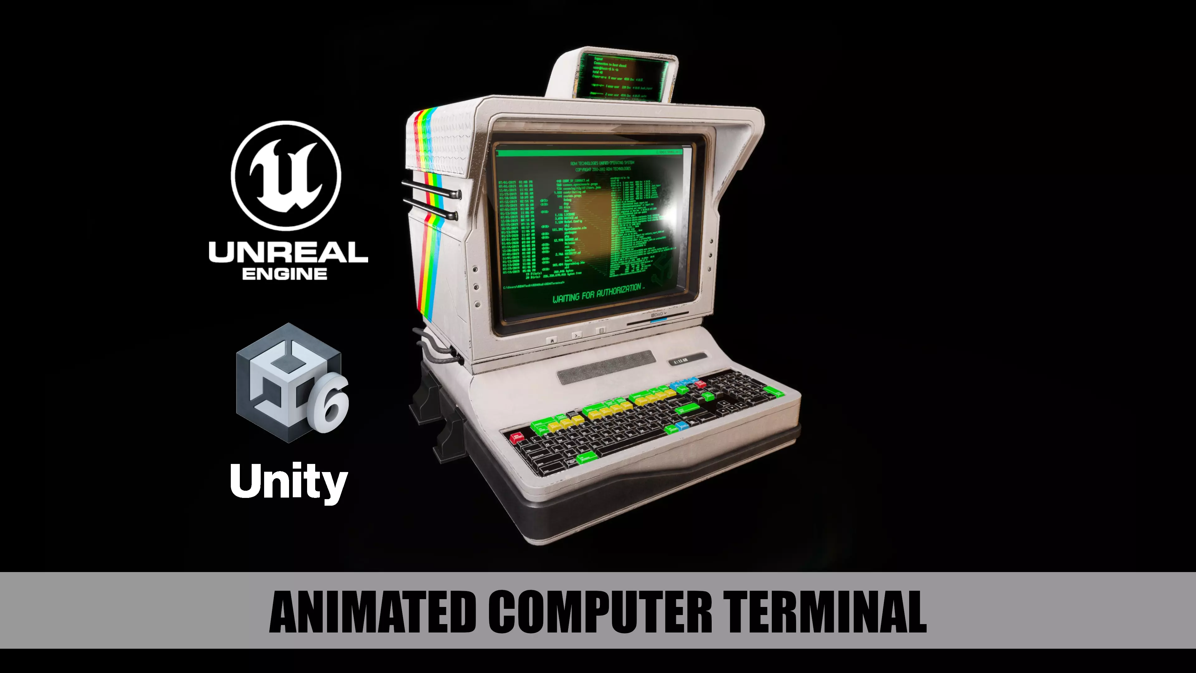 Computer Terminal PBR Low-poly 3D model_0
