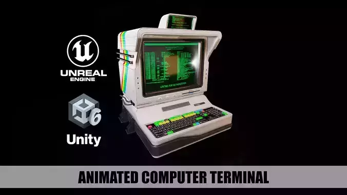 Computer Terminal PBR Low-poly 3D model Computer Terminal PBR Low-poly 3D model