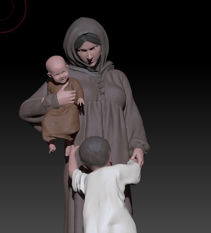 mother and children 3D print model_4