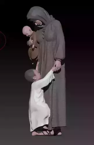 mother and children 3D print model