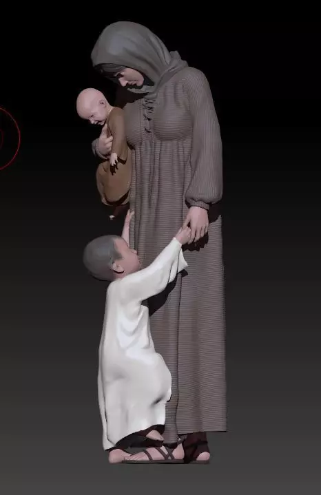 mother and children 3D print model_0