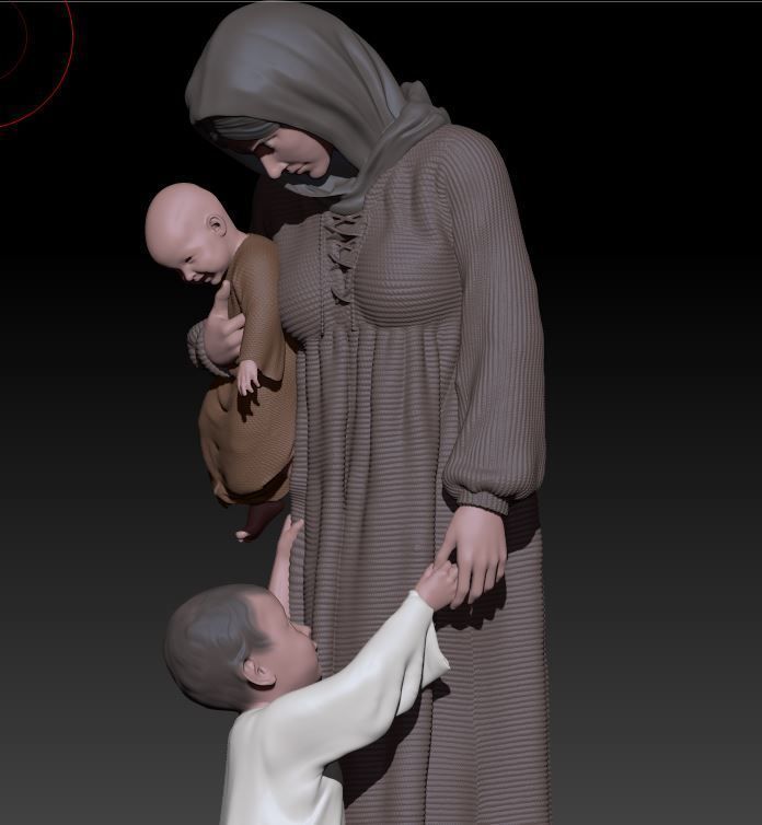 mother and children 3D print model_3