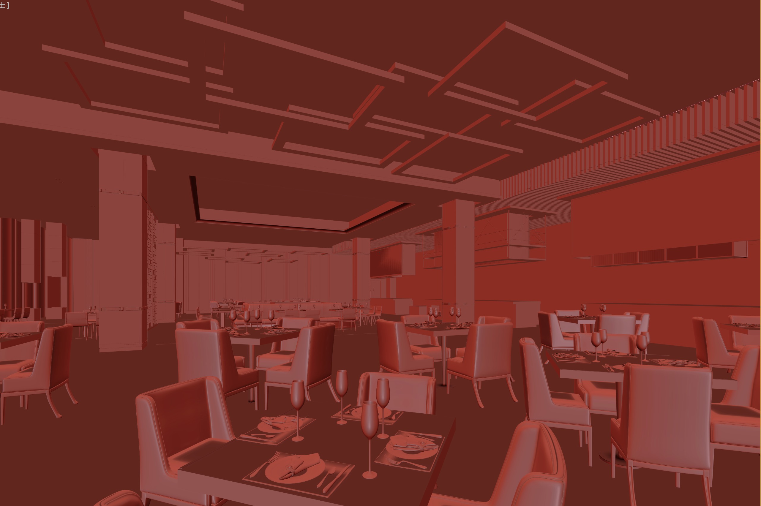 restaurant interior scenes 3D model_2