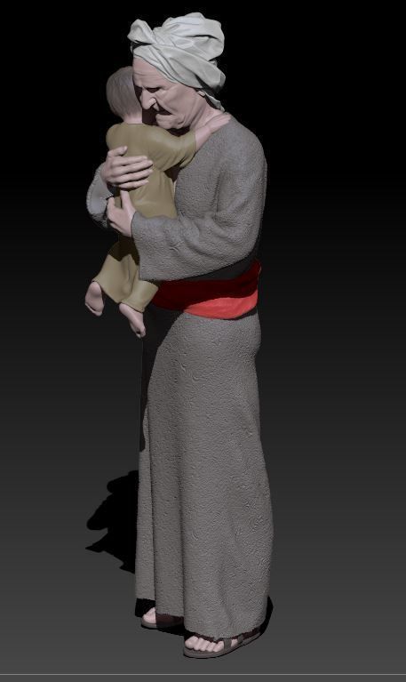 old woman and child 3D print model_1