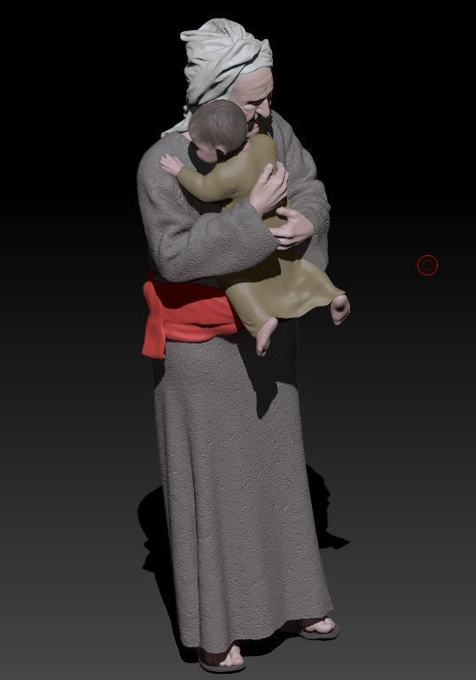 old woman and child 3D print model_3