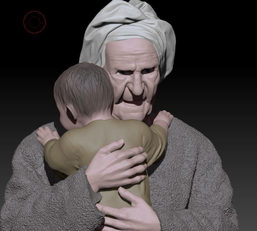 old woman and child 3D print model_4