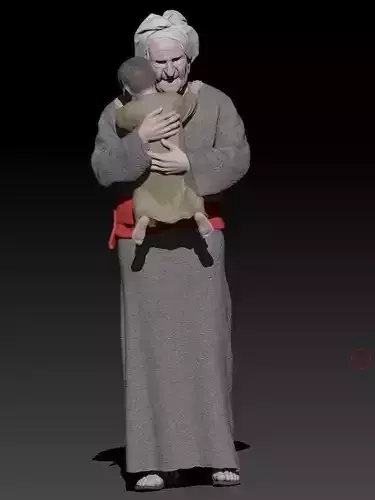old woman and child 3D print model