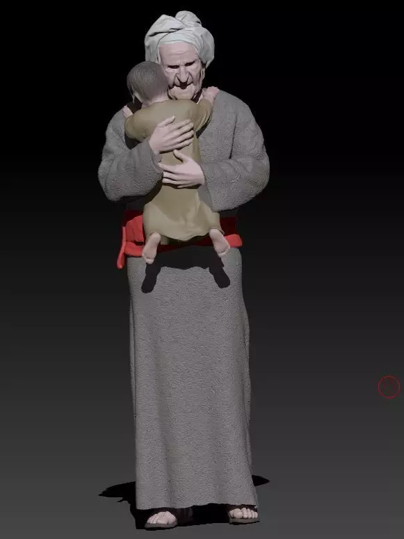 old woman and child 3D print model_0