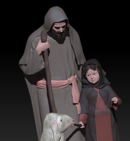 father and son with sheep 3D print model_5