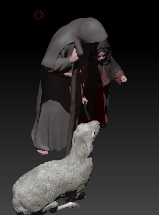 father and son with sheep 3D print model_4