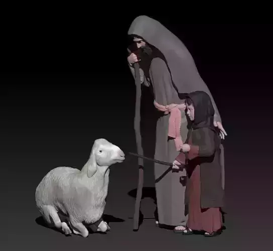 father and son with sheep 3D print model father and son with sheep 3D print model