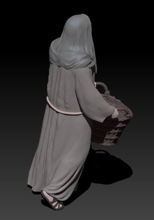 shepherd with basket 3D print model_2