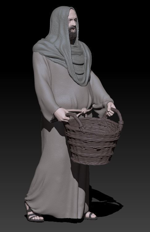 shepherd with basket 3D print model_1
