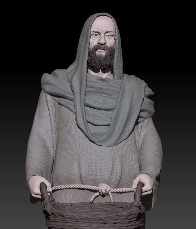 shepherd with basket 3D print model_4