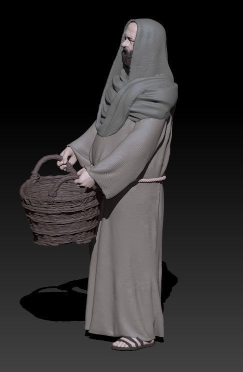 shepherd with basket 3D print model_3