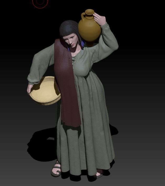 girl with anfora and basket 3D print model_4
