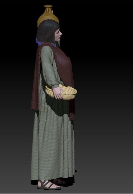 girl with anfora and basket 3D print model_1