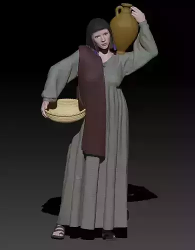 girl with anfora and basket  3D print model